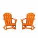 Westintrends Malibu Outdoor Rocking Chair Set of 2 All Weather Resistant Poly Lumber Classic Porch Rocker Chair 350 lbs Support Patio Lawn Plastic Adirondack Chair Orange