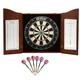 GSE Games & Sports Expert Deluxe Solid Wood Classic Dartboard Cabinet Set with Sisal Fiber Dartboard Dart Scoreboard and 6 Steel Tip Darts for Target Game Indoor Game (Walnut)