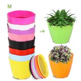 10 Pcs 5.1 Planters Plastic Flower Plant Pots Flower Plant Nursery Container Pots Seed Starting Pots with Drainage and Saucer 8 Colors for All Home Garden Flowers Succulents Seedling