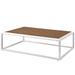 Contemporary Modern Urban Designer Outdoor Patio Balcony Garden Furniture Coffee Side Table Aluminum Faux Wood White Natural