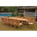 Grade-A Teak Dining Set: 12 Seater 13 Pc: 118 Double Extension Mas Oval Trestle Leg Table And 12 Leveb Stacking Arm Chairs WholesaleTeak #WMDSWVm