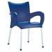 33.25 Blue and Silver Outdoor Patio Dining Arm Chair