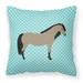 Welsh Pony Horse Blue Check Fabric Decorative Pillow