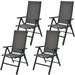 Costway 4PCS Patio Folding Dining Chairs Aluminium Adjustable Back Gray