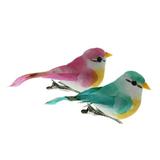 2Pieces Cute Small Artificial Foam Birds Photo Props Home Bonsai Decor - with Clip