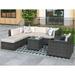 Canddidliike 8 Pieces Rattan Sectional Seating Sofa Set for Garden Lawn Pool Backyard Outdoor Beige