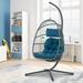 Hanging Egg Chair with Steel Stand and Fluffy Cushion Lounge Wicker Iron Swing Chairs for Indoor Outdoor Patio Garden