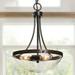 LNC 12 3-Light Modern Farmhouse Drum Pendant Chandelier Light with Glass Shade for Living Room