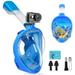 Snorkel Mask with Latest Dry Top Breathing System Fold 180 Degree Panoramic View Full Face Snorkel Mask Anti-Fog Anti-Leak with Camera Mount Snorkeling Gear for Adults and Kids Blue L/XL