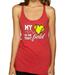 Wild Bobby My Heart Is On That Tennis Field Sports Women Tri-Blend Racerback Tank Top Vintage Red Large