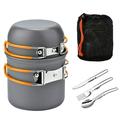 JUNTEX Camping Cookware Mess Kit Lightweight Pot Folding Camping Stove Spork & Carry Mesh Bag for Backpacking Outdoor Cooking