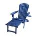 W Home 40 in. Oceanic Collection Adirondack Chaise Lounge Chair Foldable Cup & Glass Holder Navy Blue