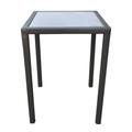 32 Inches Glass Top Wicker Woven Aluminum Bar Table Black- Saltoro Sherpi