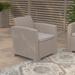 Merrick Lane Outdoor Furniture Resin Chair Light Gray Faux Rattan Wicker Pattern Patio Chair With All-Weather Beige Cushion