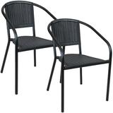 Sunnydaze Aderes Plastic Outdoor Arm Chair - Black - Set of 2
