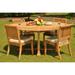 Teak Dining Set: 4 Seater 5 Pc: 72 Round Dining Table And 4 Arbor Stacking Armless Chairs Outdoor Patio Grade-A Teak Wood WholesaleTeak #WMDSAB57