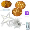 PENGXIANG Remote Control Starry String Light Curtain Lights Moons and Stars 120 LED Night Light USB Powered Icicle Lamp for Home Window Wall Decoration Party (Warm Light)