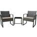 Zeno 3-Piece Rattan Bistro Furniture Set -Two Sturdy Chairs With Glass Outdoor Garden Coffee Table- Coffee