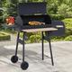 LELINTA Charcoal Grill Offset Smoker with Cover Steel Portable Backyard Charcoal BBQ Grill Outdoor Camping 48 Black