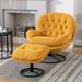 Hassch Velvet Accent Chair TV Chair Living Room Chair with Ottoman Yellow