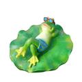 Floating Frog Water Ornament Animal Resin Sculpture for Micro-landscape Pool Animal Resin Sculpture Water Ornament Frog on A Lotus Leaf for Micro-landscape Pool Floating Lotus Leaf Frog Resting