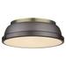 Duncan 14 Flush Mount in Aged Brass with a Rubbed Bronze Shade