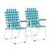 Patio Lawn Chairs Folding Set Of 2 Webbed Folding Chair Outdoor Beach Chair Portable Camping Chair For Yard Garden(Blue)