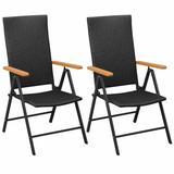 Eccomum Stackable Patio Chairs 2 pcs Poly Rattan Black