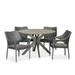 GDF Studio Pia Outdoor Wicker and Acacia Wood 5 Piece Dining Set Multibrown and Teak