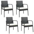 Patiojoy 4 PCS Patio All-Weather Wicker Rattan Dining Chairs Outdoor Arm Cushioned Seats Armrest Garden