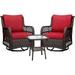 Patio Porch Furniture Sets Clearance 3 Pieces Outdoor Wicker Swivel Patio Chairs Set Red Wicker/Rattan