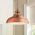 Franklin Iron Works Essex Dyed Copper Pendant Light 16 Wide Farmhouse Rustic Hammered Dome Shade for Dining Room House Foyer Kitchen Island Entryway