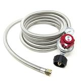 GasOne 12 ft Propane Hose and Regulator High Pressure 0-30PSI with PSI Gauge Propane Hose Universal QCC1 for Propane Gas Grill Propane Heater and Propane Fire Pit 3/8 Female Flare Nut