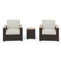 Homestyles 6800-11D-T Palm Springs Outdoor Side Table & Two Arm Chair Brown