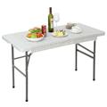 ZENY 4FT Folding Picnic Table Portable Fold-in-Half Plastic Dining Picnic Party Table White