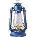 21St Century Product Hurricane Lantern for Blue Baked Enamel with Brass Plate Trim