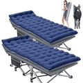 ABORON 2 Pack Folding Camping Cot for Adults & Kids Folding Guest Bed Cots Sleeping Cot Folding Bed with 2 Sided Mattress & Carry Bag