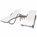 Suzicca Sun Loungers 2 pcs with Table Poly Rattan Brown