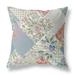 Red White Boho Floral Indoor Outdoor Throw Pillow