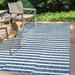 Sukie Modern Offset Stripe Blue/Ivory 4 ft. x 6 ft. Indoor/Outdoor Area Rug