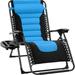 Best Choice Products Oversized Padded Zero Gravity Chair Folding Outdoor Patio Recliner w/ Side Tray - Black/Sky Blue