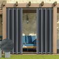 SHANNA Patio Outdoor Curtain Waterproof Blackout Drape for Beach Garden Gazebo Solid Color Window Curtain Privacy Divider Home Balcony Decor W52 x L94 in 2 Panel Dark Gray