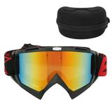 ATV Goggles Bendable PC Lens Sponge Cushion Anti Impact Dirt Bike Goggles Anti Wind Sand With Storage Box For Skating For Women Black Frame Red Eyeglass