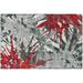 Bravado Indoor/Outdoor Red Abstract Floral 1 8 x 2 6 Non-Skid Accent Rug