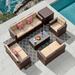 JOIVI Outdoor Sectional 8 Sofa Set 9 Pieces All-Weather PE Wicker Patio Conversation Sets Brown