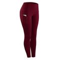 Leggings for Women Sport Gym with Pockets High Elastic Leggings Pant Womens Solid Stretch Compression Sportswear Casual Yoga Jogging Leggings Pants Red M