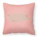 English Large White Pig Pink Check Fabric Decorative Pillow