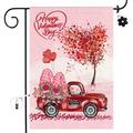 Dearhouse Bonsai Tree Valentine s Garden Banner Valentine s Burlap House Banner Love Tree Red Truck with Rose Flower Banner 12x18 Prime Home Valentine s Day Decorations