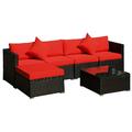 Outsunny 6-Piece Outdoor Patio Rattan Wicker Furniture Set w/ Cushion