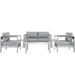 Modern Contemporary Urban Design Outdoor Patio Balcony Six PCS Sectional Sofa Set Grey Gray Aluminum